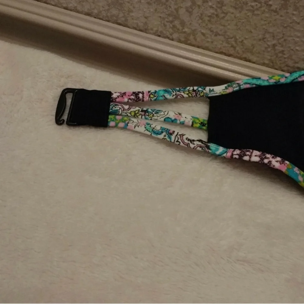 Victoria's Secret Bali Black and Multicolor Embroidered Bikini Top